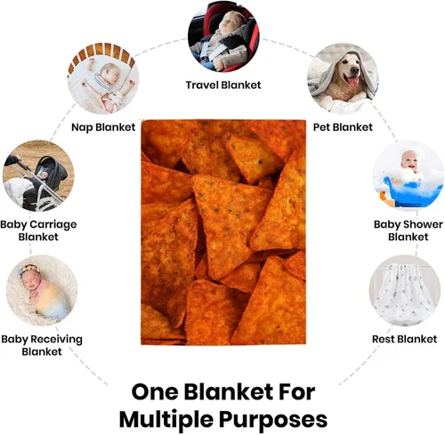 Vista 7 de Manta de chips Nachos para otoño, invierno, primavera, todas las estaciones, cálida y mullida de 40 x 30 pulgadas, para mascotas, microfelpa Chips