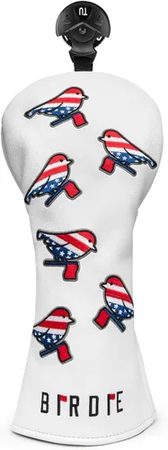 Vista 14 de Cubiertas para cabeza de golf, cubierta para driver, cubierta para madera 3, cubiertas para cabeza de híbrido, bordado, bandera estadounidense