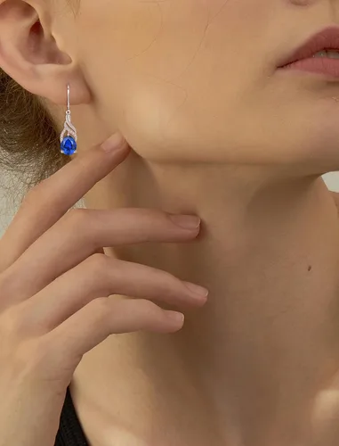 Vista 3 de Vesitim Womens Teardrop Dangle Earrings-Birthstone Gemstones Earrings 925 Sterling Silver Infinity Drop Earrings Jewelry Gift for