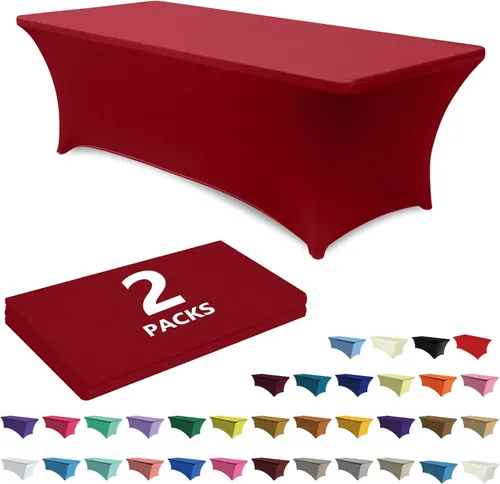 Vista 16 de ABCCANOPY - Paquete de 2 manteles elásticos de elastano de 4 pies Fitted, Washable and Wrinkle Resistant Table Protector for Wedding