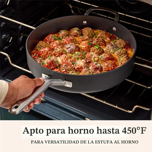 Vista 4 de Calphalon® - Sartén para saltear de 5 cuartos de galón, antiadherente y anodizada con tapa