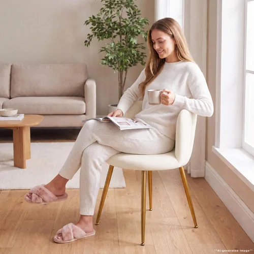 Vista 9 de Silla de tocador para sala de maquillaje, silla decorativa moderna de mediados de siglo para sala de estar, dormitorio, silla de maquillaje