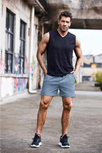 Vista 5 de COOFANDY Pantalones cortos deportivos para correr para hombre de 5 pulgadas, paquete de 2 pantalones cortos de entrenamiento para gimnasio