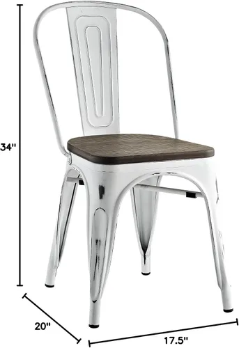 Vista 3 de Modway EEI-2028-WHI Promenade - Silla auxiliar apilable de aluminio moderno con asiento de bambú, uno, color blanco