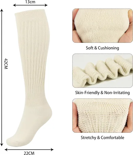 Vista 3 de BomKinta Calcetines holgados para mujer, calcetines de bota alta hasta el muslo, calcetines suaves para mujer, tallas 5-9