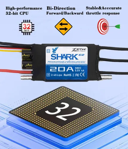 Vista 6 de ZTW Barco Serie Shark ESC (Shark G2 20A SBEC)