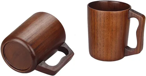 Vista 2 de Taza de café de madera hecha a mano de 12 onzas de madera para exteriores, tazas únicas de hombre fresco para acampar, jarras de cerveza vintage