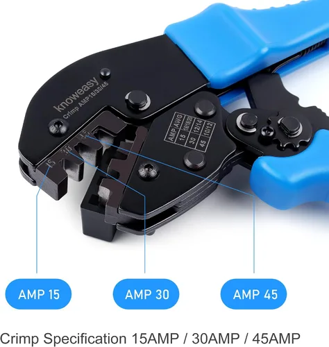 Vista 4 de Knoweasy Engarzadora Powerpole, herramienta de crimpado de amplificador para conectores de 15, 30 y 45 amperios, herramienta de crimpado Powerpole