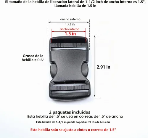 Vista 2 de Hebilla de Liberación Lateral Rápida, Hebilla de Clip de Plástico de Servicio Pesado con Cierre de Broche para Sujetadores de Correa de Mochila