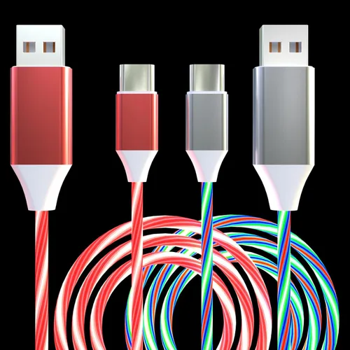 Vista 7 de Paquete de 2 cables de carga LED USB C, cable de carga tipo C, cargador USB C rápido compatible con Samsung Galaxy S21 S20 S10 S9 S8 Note 20, LG V30