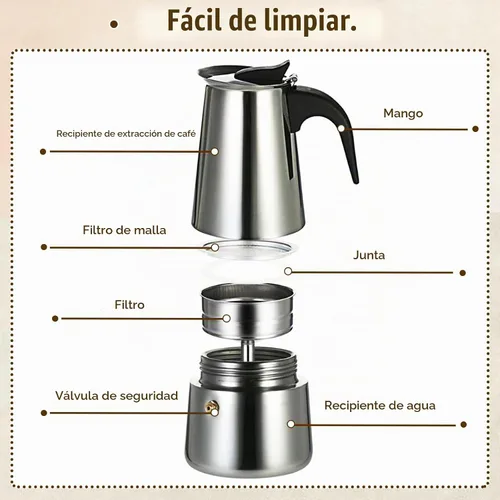 Vista 2 de 4Cups - Cafetera portátil de acero inoxidable de 6.8 fl oz, cafetera eléctrica de 110 V, cafetera eléctrica con estufa eléctrica (6.8 fl oz, 4 tazas)