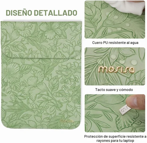 Vista 6 de MOSISO - Funda para laptop de 13.3 pulgadas, 13-13.3 pulgadas, con bolsa pequeña Verde salvia