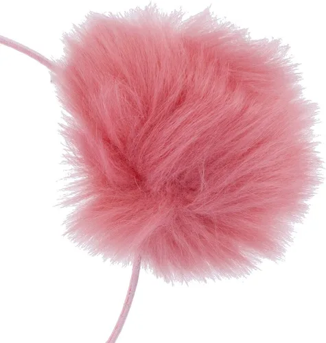 Vista 2 de LUX ACCESSORIES Juego de diadema de orejas de gato con pompón para niñas de Halloween (3 piezas)