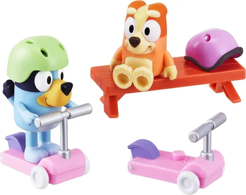 Vista 3 de Bluey Vehículo 2-Pack, 2.5-3" Bingo Figuras Articuladas - Scooter Time