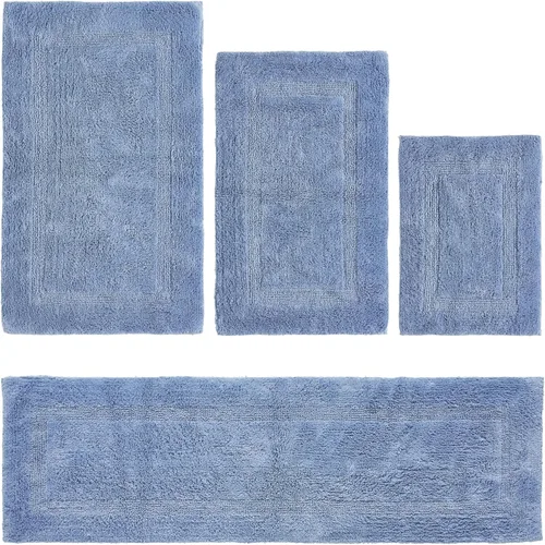 Vista 248 de Better Trends - Juego de 2 alfombras de baño 100% algodón, extra suaves, con borlas, de 17" x 24", alfombra de baño superabsorbente y reversible