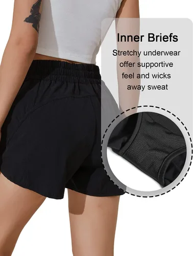Vista 2 de BMJL Pantalones cortos de verano para mujer, atléticos, de cintura alta, con cordón y bolsillos