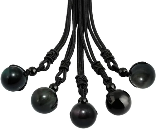 Vista 2 de TUMBEELLUWA Collar con colgante de cuentas de piedra, amuleto de cristal curativo de Reiki con cordón de nailon, joyería hecha a mano para mujer