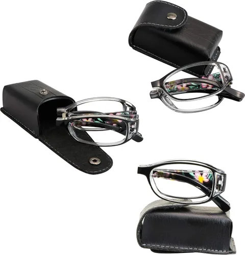 Vista 12 de VisionGlobal 3 pares de lentes de lectura/gafas de sol plegables con lente de bloqueo de luz azul, gafas plegables compactas para mujer, Chilling 2