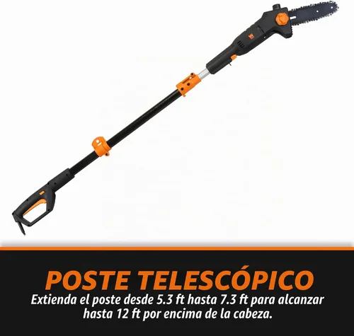 Vista 7 de WEN 4019 Sierra de poste telescópica eléctrica de 8 pulgadas de 6 amperios, eléctrica con cable - Negro y naranja