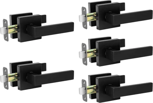Vista 7 de AEEKEL - Juego de 2 manijas de puerta interior, color negro mate, cuadradas, sin bloqueo, para pasillo o armario, manijas de puerta resistentes sin