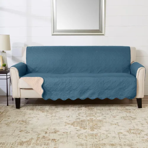 Vista 9 de Great Bay Home Funda reversible de retazos reclinable, lavable, protector de muebles con correas elásticas, perfecta para niños y mascotas, detalle