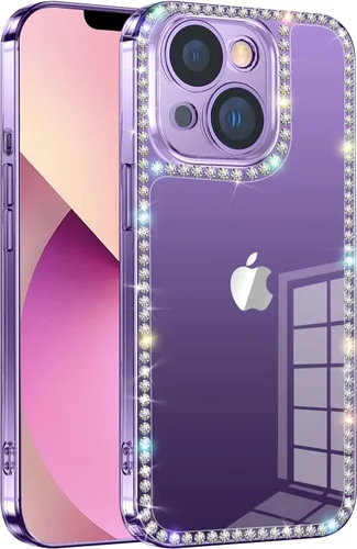 Vista 10 de Compatible con iPhone SE 2022/iPhone SE 2020/iPhone 7/iPhone 8 transparente para mujeres y niñas con purpurina 3D brillante brillante de lujo