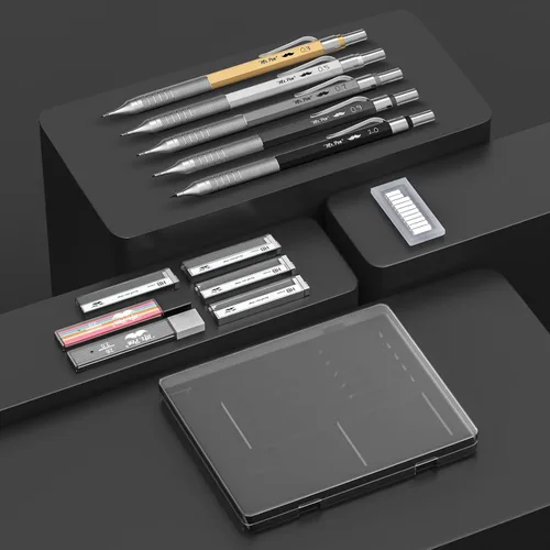 Vista 4 de Mr. Pen - Juego de lápices mecánicos de metal con recambios de plomo y borradores, paquete de 5 5 Sizes, 0.3, 0.5, 0.7, 0.9 & 2mm, 6x Tubes HB