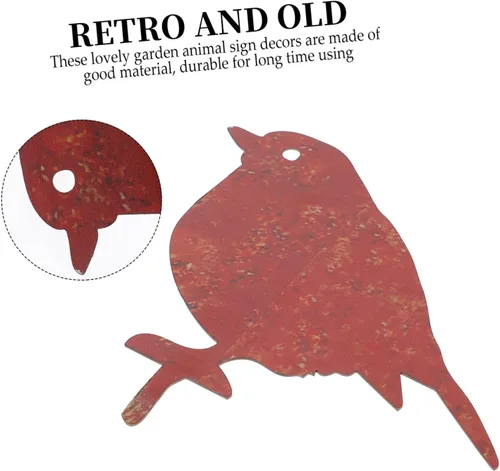 Vista 8 de Yardwe Tarjeta de pájaro de hojalata decorativa hoja de hierro el pájaro