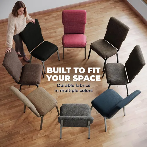 Vista 7 de Flash Furniture Advantage - Silla de iglesia con descuento de mármol negro, 21 pulgadas de ancho