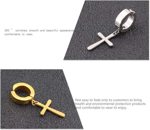 Vista 3 de Juego de 3 pendientes de aro de acero inoxidable para hombre y mujer sin perforar con bisagras 3 pares