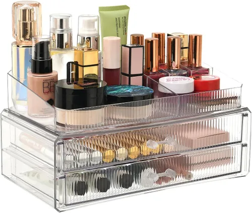 Vista 8 de ZHIAI Organizador Cosmético Apilable, Organizador Cosmético de Acrílico para Cómoda, Tocador, Gabinete de Cocina, Baño, Debajo del Fregadero