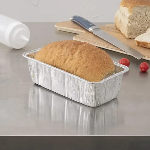 Vista 9 de Restaurantware Pastry Tek - Paneras de 8.5 x 4.3 pulgadas, 25 sartenes de aluminio listas para horno, 2 libras, congelables, de aluminio plateado