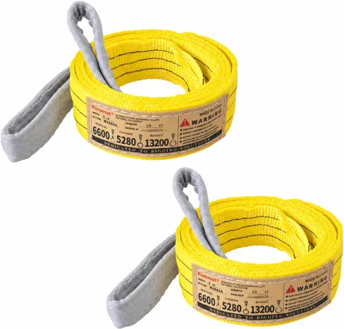 Vista 9 de Paquete de 2 eslingas de elevación industrial de 3"×6.5 pies, eslinga de poliéster resistente de 6600 libras, factor de seguridad 5:1, eslinga