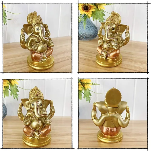 Vista 3 de BangBangDa Estatua de Lord Ganesha hindú – Elefante indio Dios Murti Decoración Pintura a mano Figuras ídolo Boda Regreso Regalos para el Hogar