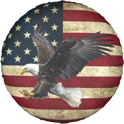 Vista 7 de Cubierta de Neumático de Repuesto Águila Calva Bandera Americana Cubiertas de Neumáticos Protector Cubiertas de Neumáticos de Rueda Resistente a