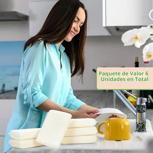 Vista 5 de Practical Matter - Esponja de cocina multiusos de fibra de algodón orgánico para lavar platos y limpiar todas las superficies, exfoliante duradero