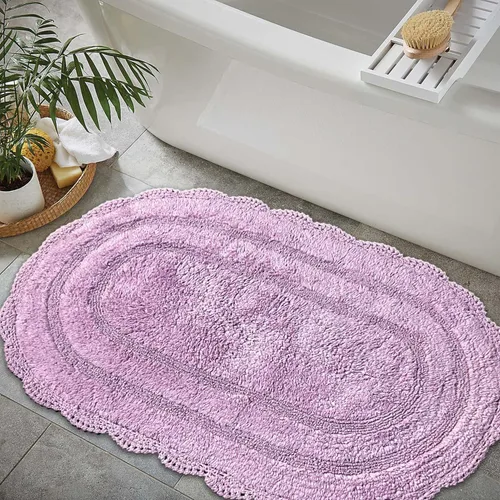 Vista 25 de Chardin home Alfombra de baño de ganchillo beige, alfombra de baño ovalada 100% algodón con borde de ganchillo artesanal hecho a mano, alfombra