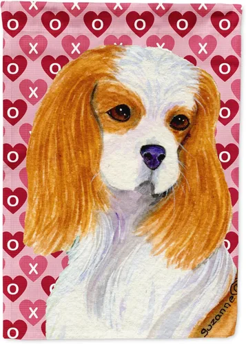 Vista 273 de Caroline's Treasures SS4484GF Bandera de jardín con diseño de bulldog inglés y corazones para el Día de San Valentín, bandera decorativa para patio