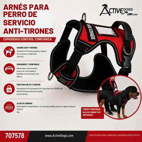 Vista 2 de ActiveDogs - Chaleco de servicio para perro, arnés sin tirones, pequeño