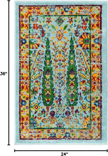 Vista 2 de Unique Loom Calypso Collection - Alfombra rectangular de 2 x 3 pies, color aguamarina y azul marino