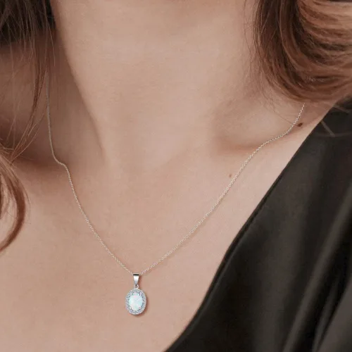 Vista 2 de Regalo para el día de San Valentín, joyería de piedra natal de octubre, plata de ley, ópalo, rubí, aretes de ópalo blanco, joyería fina para mujer