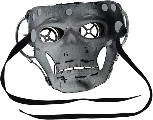 Vista 6 de Zeckos Steamskully - Máscara de disfraz con diseño de calavera steampunk con gafas con pinchos