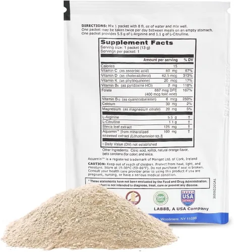 Vista 3 de L-arginine Pro Suplemento ON-The-GO Paquetes de viaje de una sola porción: 5,500 mg de L-arginina más 1,100 mg de L-citrulina