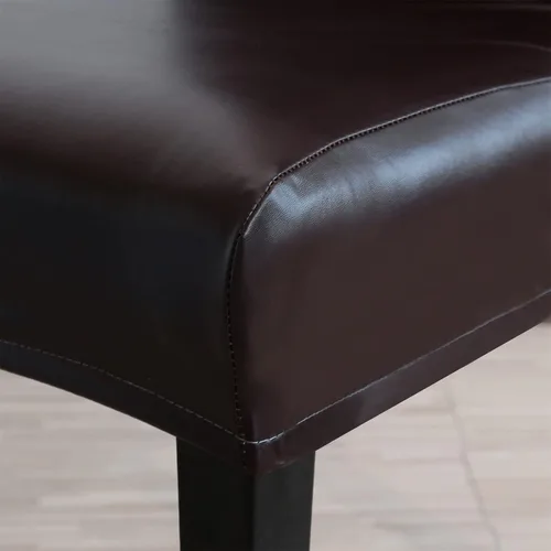 Vista 2 de Fundas para sillas de comedor, de piel sintética sólida, impermeable, a prueba de aceite, elásticas, fundas protectoras para sillas de comedor