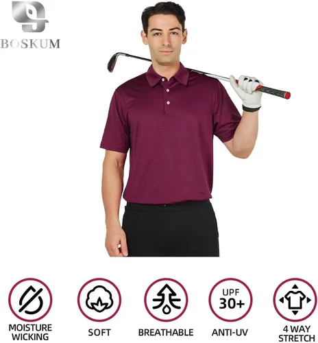 Vista 5 de Polo Shirts for Men Short Sleeve Dry Fit Casual Striped Performance Moisture Wicking Athletic Mens Golf Shirts