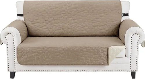 Vista 17 de CUCRAF Funda acolchada antideslizante para sofá, resistente al agua, protector de muebles para sofá de 1 cojín, apto para mascotas, funda de sofá