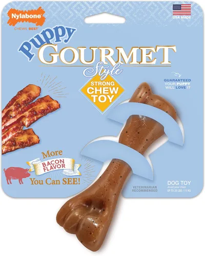 Vista 10 de Nylabone Juguete masticable fuerte de hueso de fémur gourmet para cachorros, juguetes calmantes para la dentición de cachorros, enriquecimiento