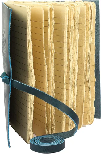 Vista 7 de Diario de cuero antiguo hecho a mano forrado con borde de Deckle Edge Vintage Paper Tree of Life Cuaderno de escritura diario para hombres