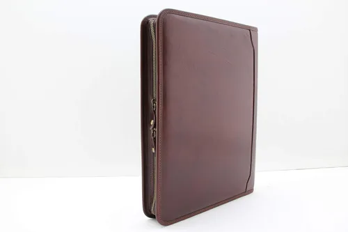 Vista 5 de Noda Carpeta organizadora profesional de negocios con asas, bloc de notas y carpeta de 3 anillas, cuero genuino italiano (marrón)