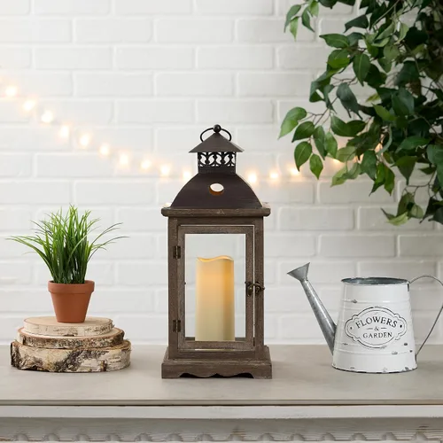 Vista 6 de Accent Plus 57071754 - Farol de vela grande con encanto rústico, sin tamaño, color marrón